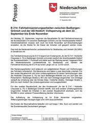 Fahrbahnsanierung zwischen Badbergen und BAB-Anschlussstelle Holdorf