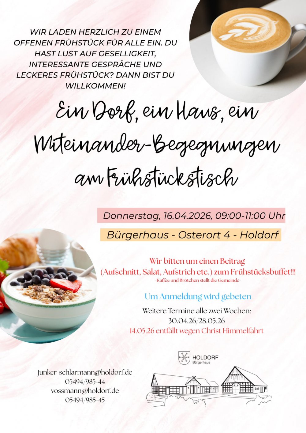 Fr�hst�ckstreff am 16. April 2026 im B�rgerhaus