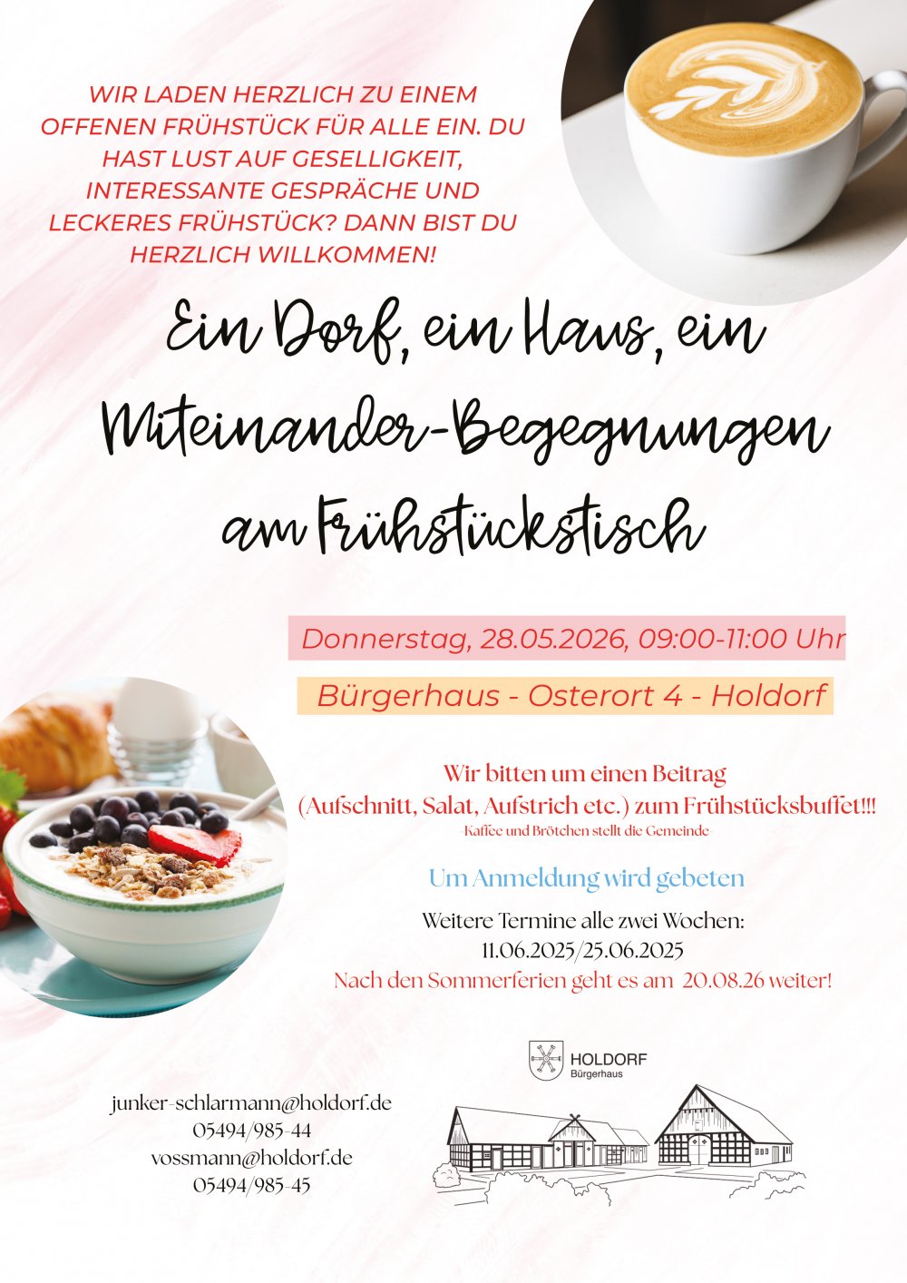 Fr�hst�ckstreff am 28. Mai 2026 im B�rgerhaus