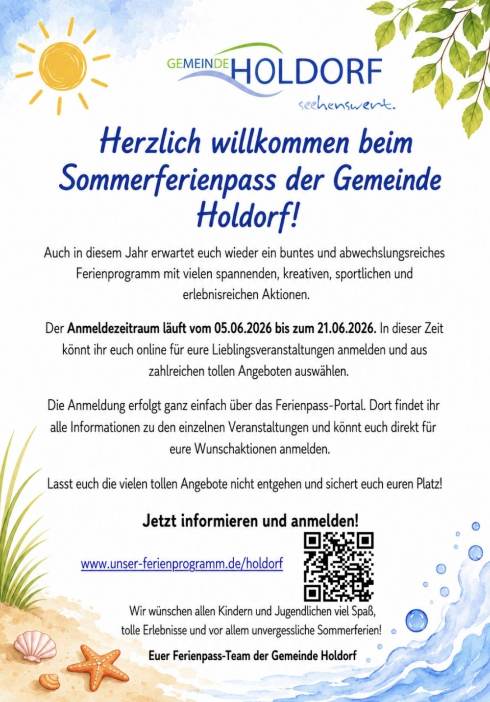 Das Ferienpassprogramm f�r den Sommer 2026 ist da!