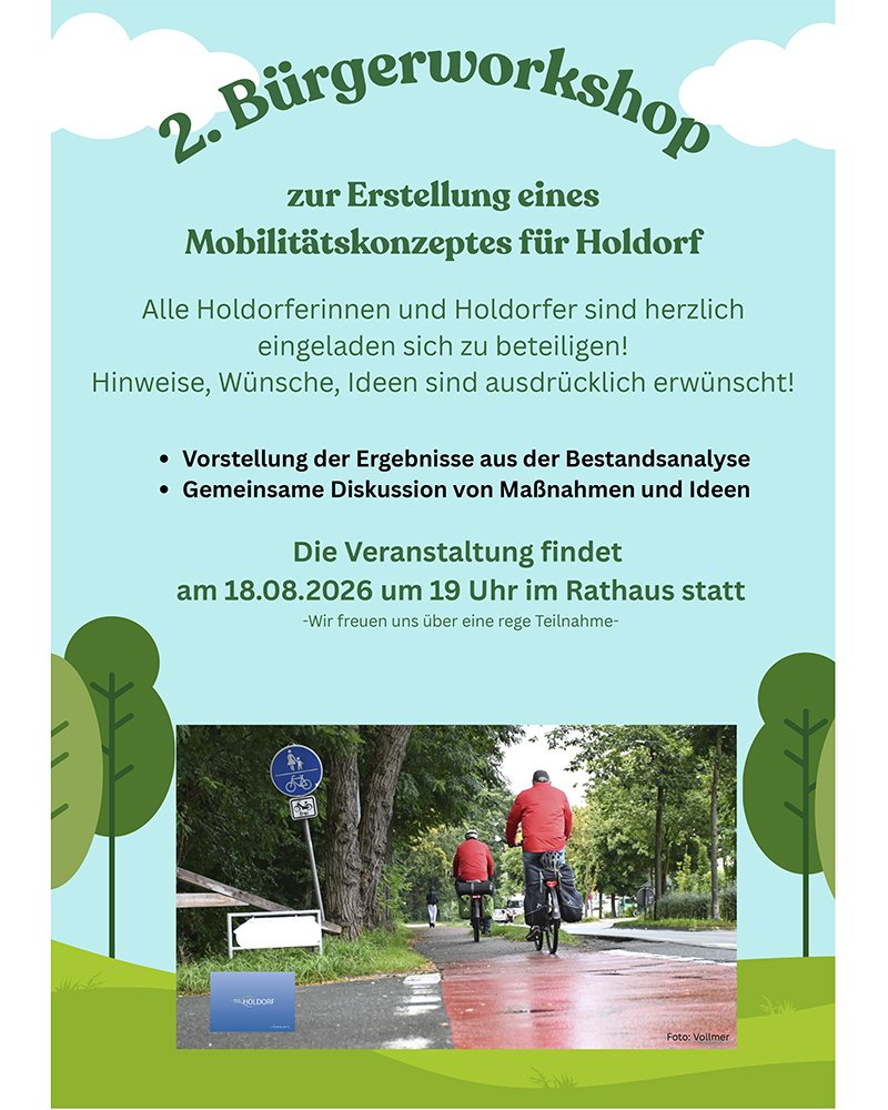 Herzliche Einladung zum 2. Mobilit�tsworkshop der Gemeinde Holdorf!
