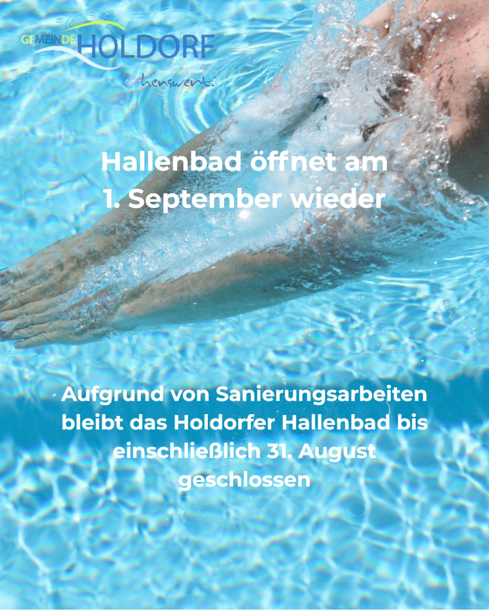 Holdorfer Hallenbad �ffnet wieder am 1. September.2026