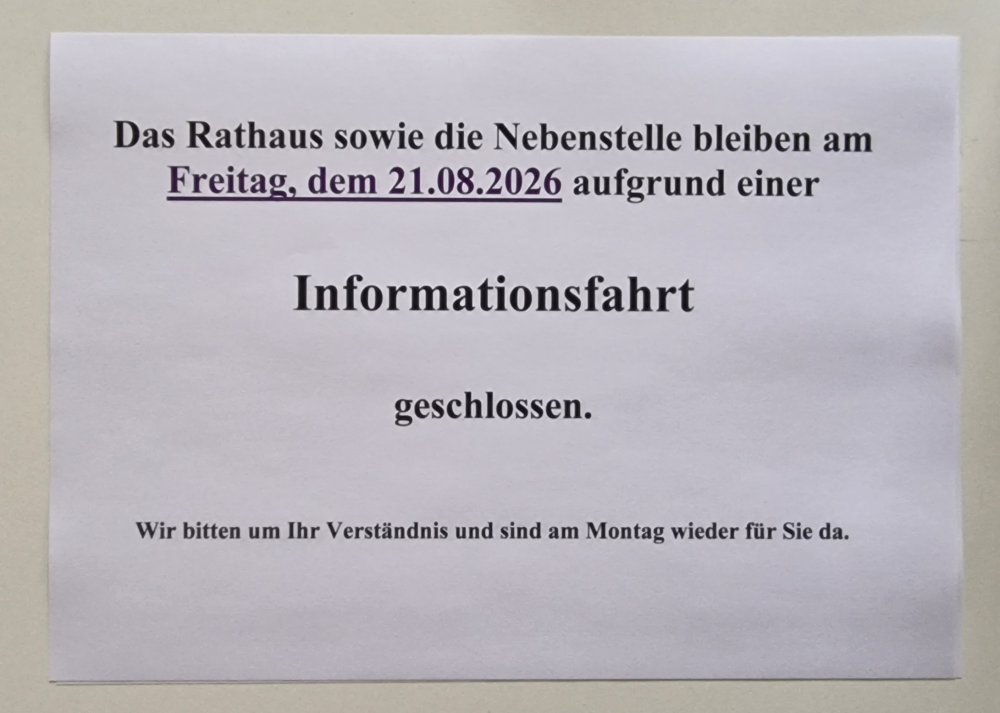 Holdorfer Gemeindeverwaltung bleibt am 21.08.2026 geschlossen!