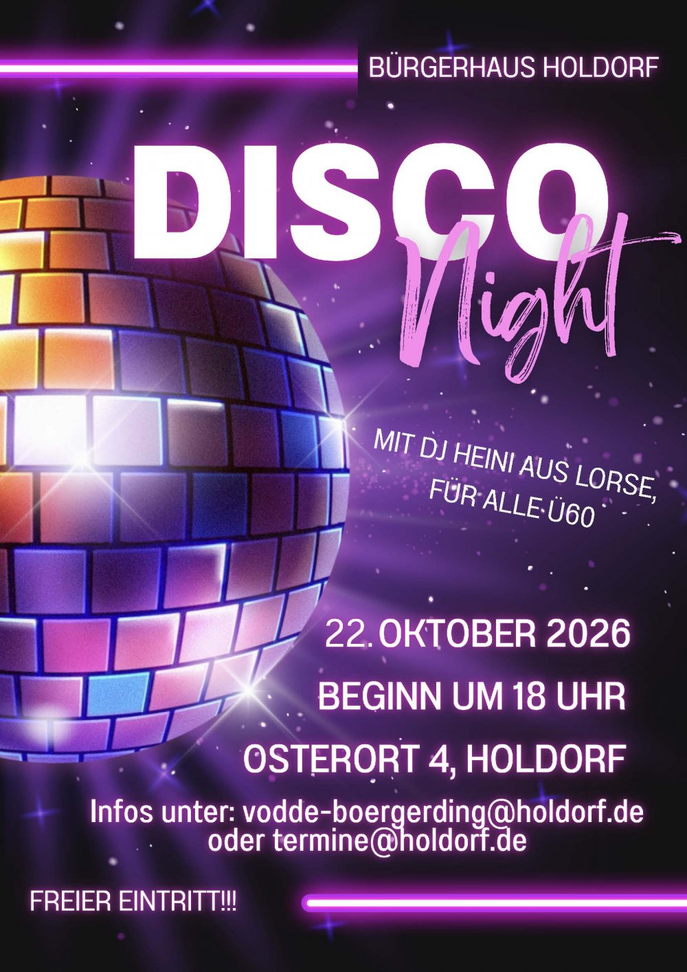 Disco Night �60 im B�rgerhaus Holdorf