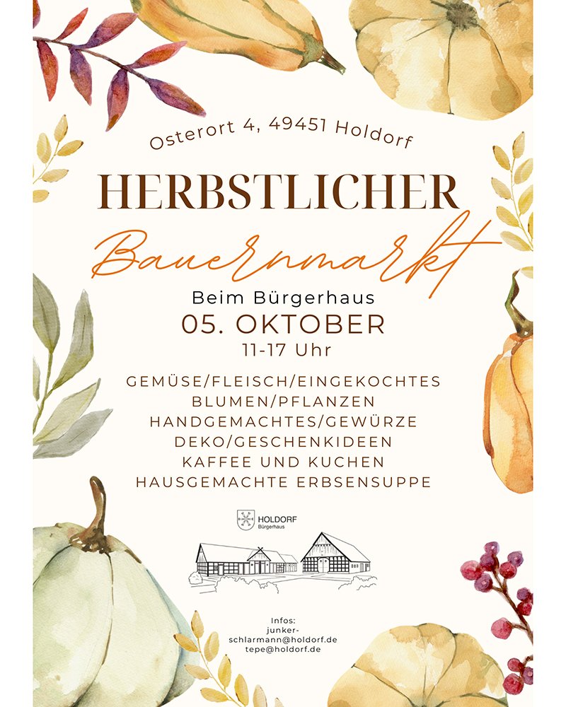 Bauernmarkt am Sonntag, 5. Oktober, am B�rgerhaus