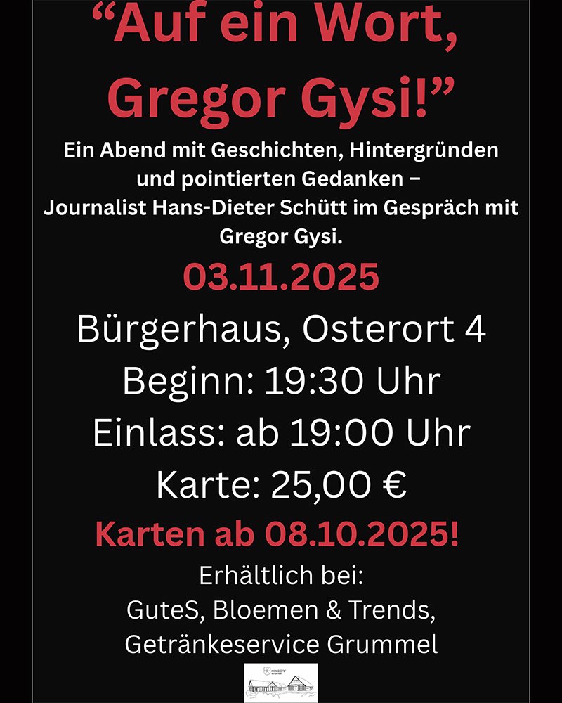 Auf ein Wort - Gregor Gysi kommt nach Holdorf