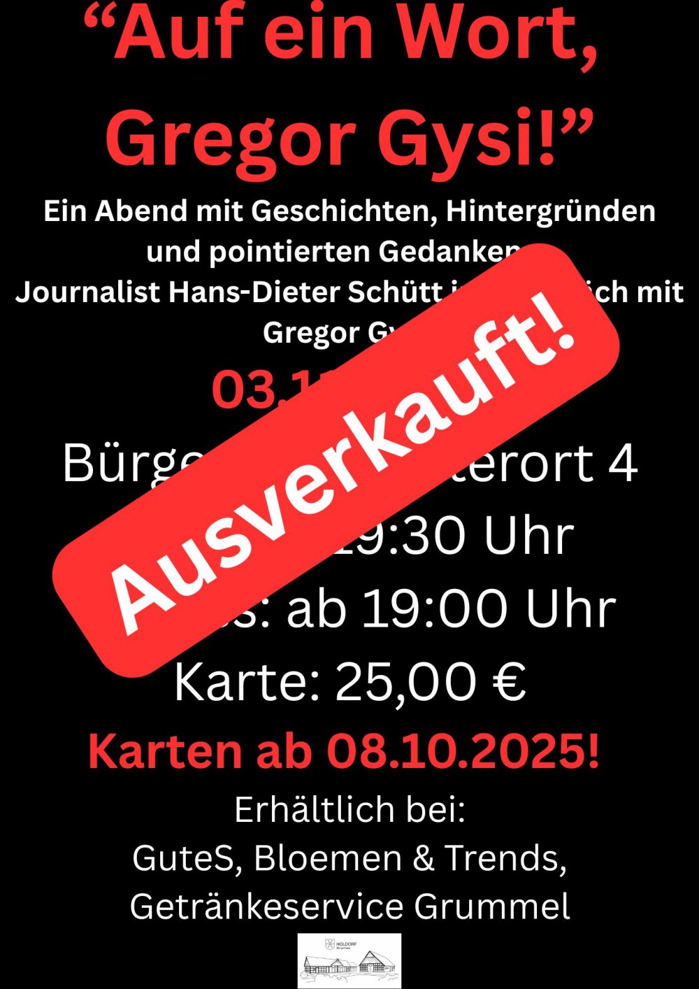 ,,Auf ein Wort, Gregor Gysi" ist ausverkauft