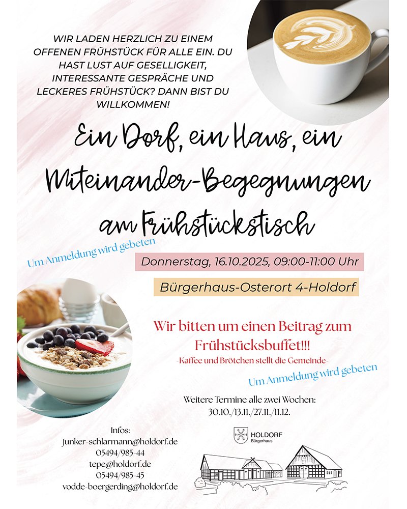 Eine herzliche Einladung f�r alle B�rger zum Fr�hst�ckstreff