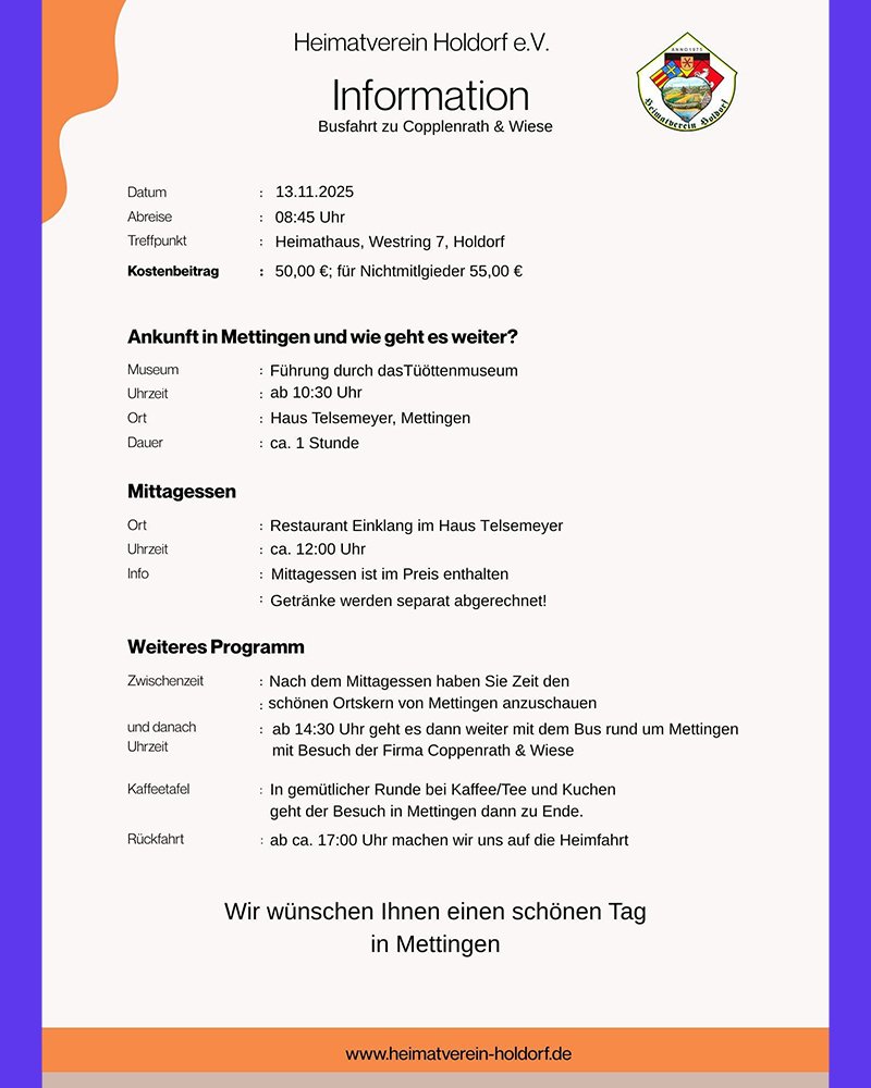 Heimatverein Holdorf l�hrt nach Mettingen