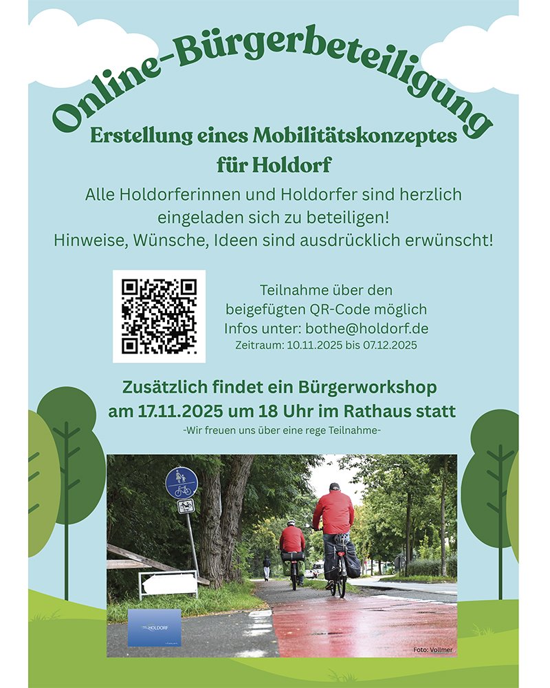 Noch bis Sonntag, 7. Dezember, am Mobilit�tskonzept der Gemeinde Holdorf mitwirken