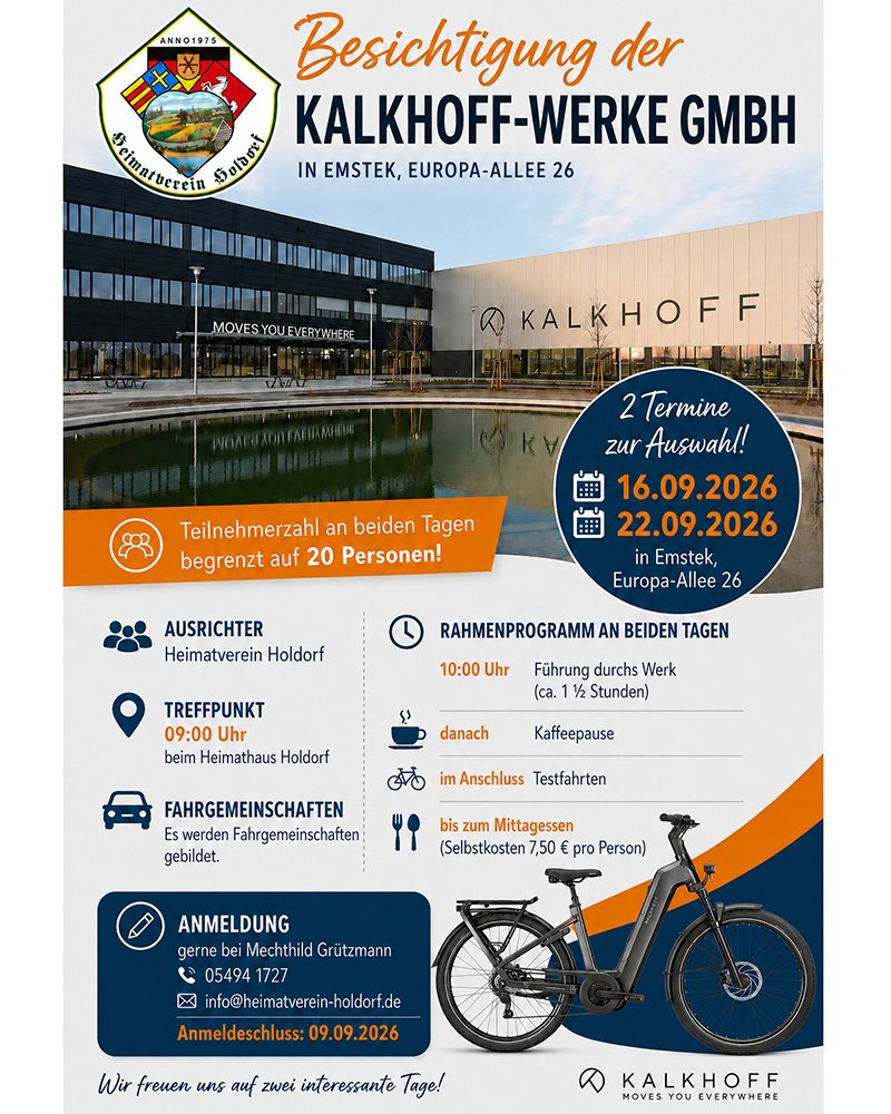 Heimatverein Holdorf besucht die Kalkhoff-Werke in Emstek